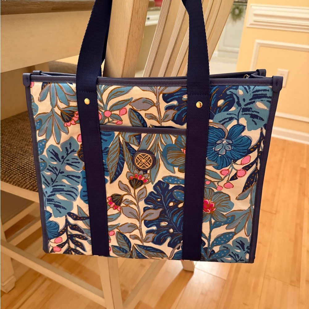 Floral Blue Tote Bag